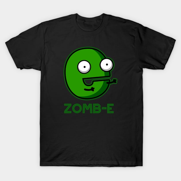 Zom-E Cute Halloween Zombie Alphabet E Pun T-Shirt by punnybone